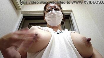 Exclamatory Raw! Asian Milf Married Woman Masturbates Wildly in Entrance with Big Tits!