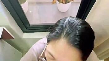 amateur blows deep on big ass natural tits in steamy affair