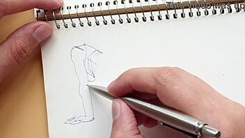 Quick sketch of doggy-style pose with foot fetish using parker ballpoint pen in my sketchbook