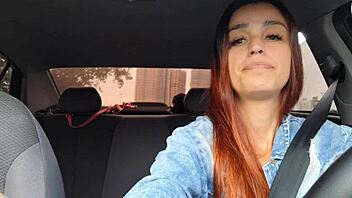 I Feel So Kinky Masturbating In The Car, Then Giving Redhead Blowjob With Dirty Talk And Creampie Finish!