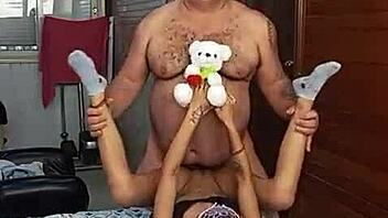 In everyday vibes, this muscular bodybuilder shows off her hairy armpits and belly in sexy lingerie