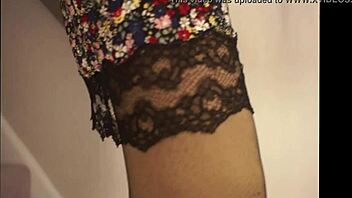 My red panties hide under the skirt during intense action