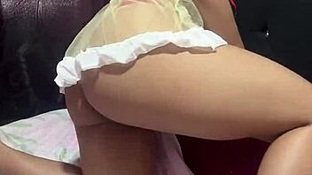 Intense solo action as nerd in snow white costume masturbates wildly