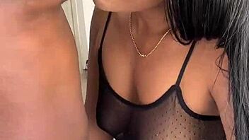 Cute girl sucks and licks nipples non-stop in amateur couple