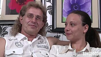 Hey this German whore takes two cocks in hardcore fucking.