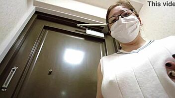 Exclamatory Raw! Asian Milf Married Woman Masturbates Wildly in Entrance with Big Tits!