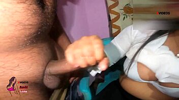 ebony indian female doctor rips clothes to handle patient's monster cock.