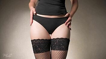 hey, check out this sensual thigh gap tease with sexy legs in lingerie and fishnets
