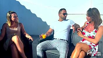 Vittoria and Pam, two French goddesses with big tits and small waists, share a cock in amateur ffm threesome.