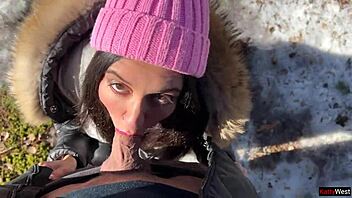 hey stranger can i ride your cock in this snowy winter forest until you creampie my tight pussy outdoors?