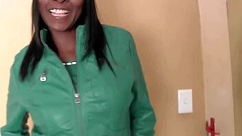 Big ass ebony milf gets railed doggystyle with deepthroat blowjob and sloppy face fucking at amateur interracial casting session.