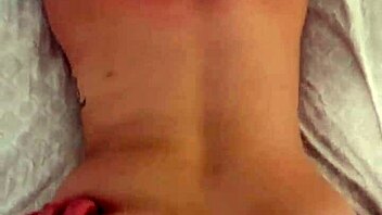 in a homemade setting the woman strips to display her large backside then engages with her partner in various positions ending with a finish