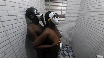 Pounding Ebony Neighbor's Fat Ass in Bathroom Booty Worship