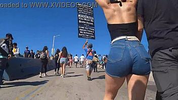 Look at this candid big ass in tight shorts jeans!