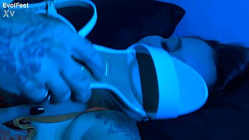 Hey can you believe how she expertly handles that footjob with her toes sucking and choking?