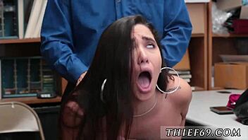 petite teen in uniform faces big ass police officer over apparel theft at office