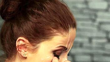 oh man, spicy peach, swallow all that cum from the blowbang facial right on your face