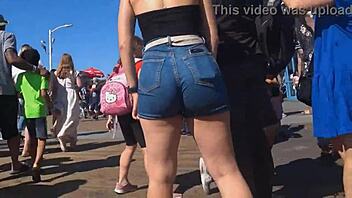 Look at this candid big ass in tight shorts jeans!