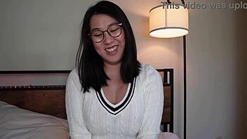 Oh My God, Shy Nerdy Asian Girlfriend Tofu Turns Into a Wild Nympho Riding That Huge Black Cock!