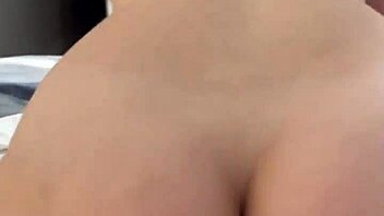 in a homemade setting the woman strips to display her large backside then engages with her partner in various positions ending with a finish