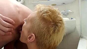 German milf prostitute Sandra engages in rimming ass licking before intense facefuck session