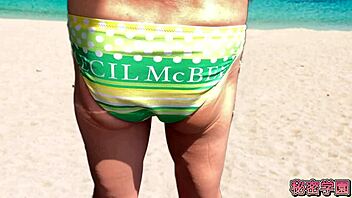 i slipped an anal vibrator into my swimsuit for perverted beach masturbation 😏