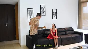 Businessman Sneakily Pounds Fashion Designers Tight Latina Pussy in Doggystyle with Deepthroat and Cum on Ass