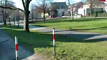 Look at this German blonde teen slut walking around naked in public like that.