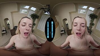 Cute shy blonde office worker gets blowjob and doggystyle POV action