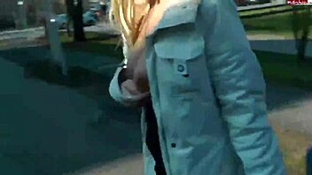 Look at this German blonde teen slut walking around naked in public like that.