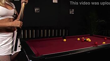 Sexy blonde Natasha Marley slips into fishnet lingerie for intense anal action with ass to mouth and handjob thrills.