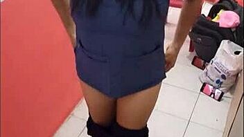 hey, check out this sexy nurse flashing her ass in the hospital corridor on christmas eve while waiting for her boyfriend to come over