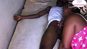 horny african wife seduces young guy in homemade ebony creampie action