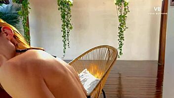 Hey, check out this athletic redhead enjoying a garden roleplay scene