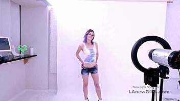 Shy purple-haired model fucked hard at audition!