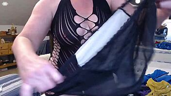 In this roleplay, the naughty neighbor gets caught jerking off on dirty panties in the laundry room.