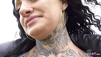 german scout picks up big tits tattoo model mia roux for first anal sex at casting