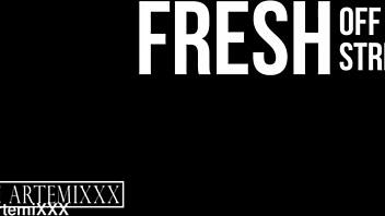 Big booty white girl gets fucked in ass by guy she met on the street