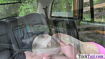 Hot blond passenger gets her ass fucked hard by fake driver outdoors