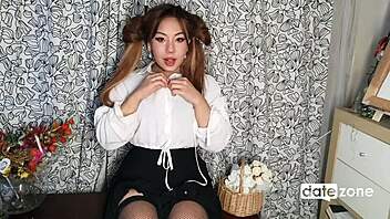 Asian Pussy Lips Stimulated with Paintbrush and Fingers in Close-Up Orgasm