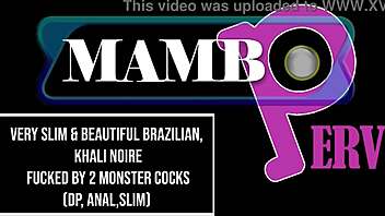 Very Slim Khali Noire Takes 2 Monster Cocks in DP Anal 2on1 ATM BBC Action