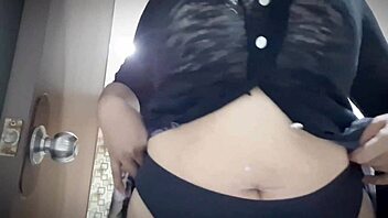 Why is this horny Asian stepmom touching her natural big tits like that?