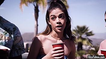 Hey, that hot naive teen Paige Owens gasped at the party while the guy fucked her deep