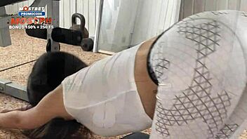 Oh yeah, double penetration in my tight pussy after workout, cum in mouth!