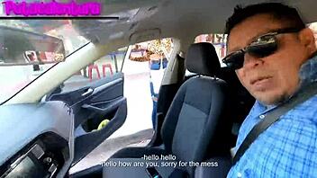 diabla moves from car to round couch for passionate creampie in outdoor casting interview