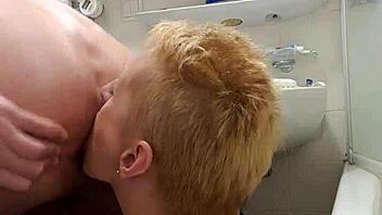 German milf prostitute Sandra engages in rimming ass licking before intense facefuck session