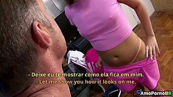 Worried guy checks tight panties on young blonde for taboo blowjob session