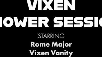 curvy italian vixen vanity rides rome major's big black cock in steamy bathroom pounding