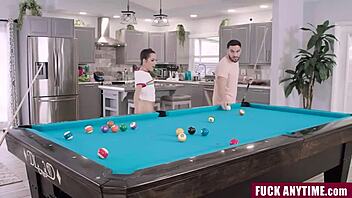 Hey stepbro, if I win this pool game, you clean for a month - but let's fuck anytime?