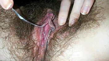 oh wow, check out my hairy pussy and big clit up close, it's dripping wet with grool